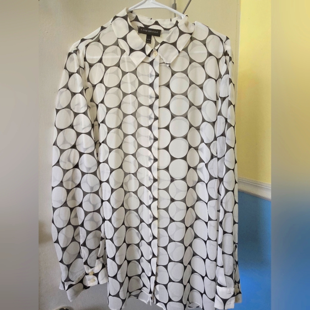 Black and White Polka Dot Button-Up Shirt